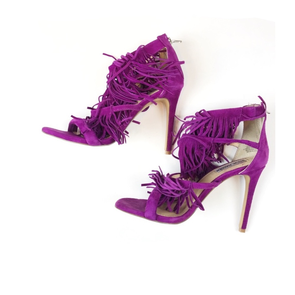 Steve Madden Sandal Purple Fuchsia Fringe Heel 7.5